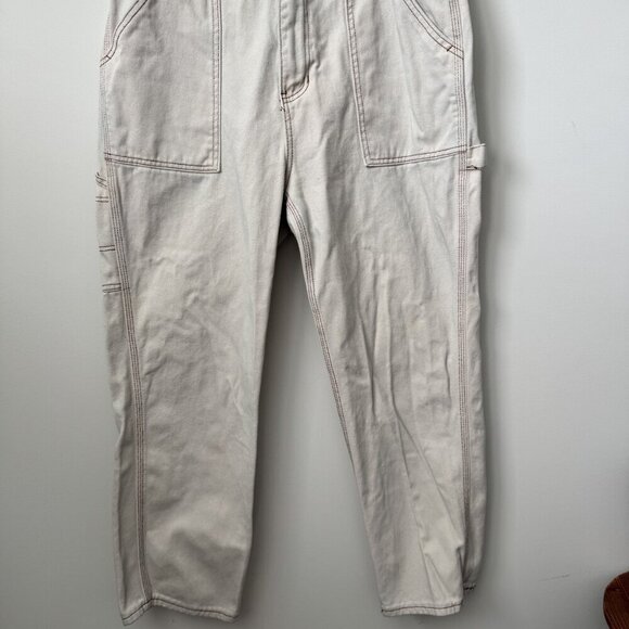 Simple Society Denim - Simple Society Size 13 Women's Beige Carpenter Style Straight Leg Jeans with Uti